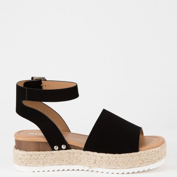 New Black Peep Open Toe Ankle Strap Espadrille Raffia Sandal Wedge Platform Heel - Picture 6 of 7